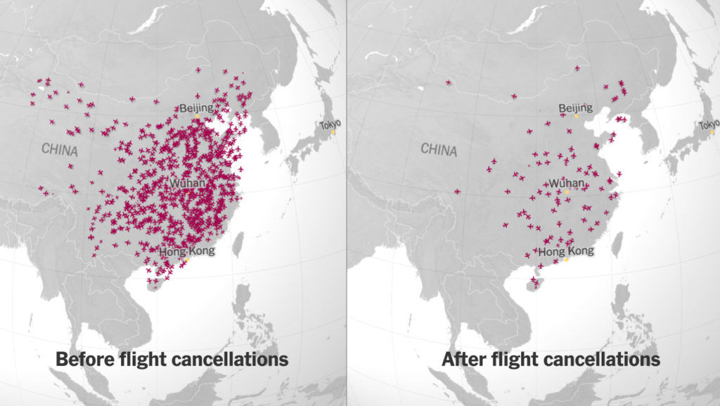 Coronavirus flight cancellation map